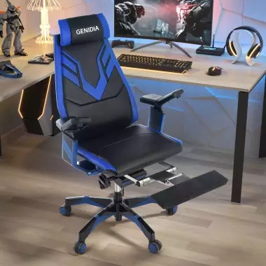 Кресло геймерское GENIDIA GAMING (M-GN-BB-HAL-ML-BL) с подставкой для ног Comfort Seating